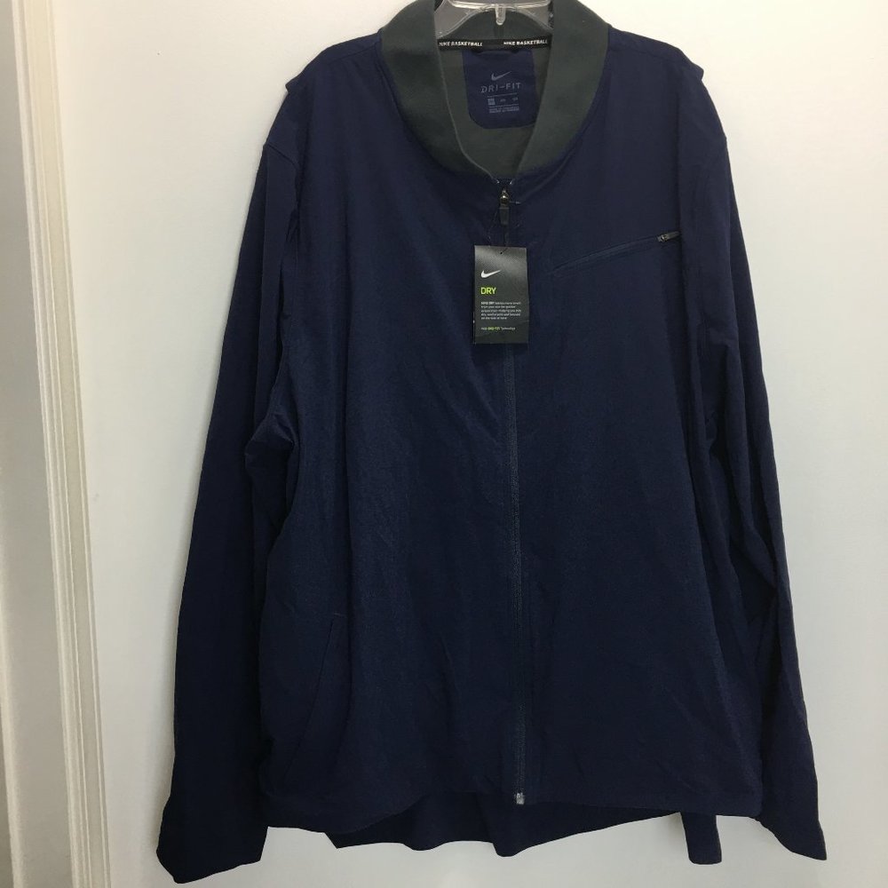 NEW Nike Dry Dri-FIT Basketball Navy Blue Gray Mens Jacket 3X